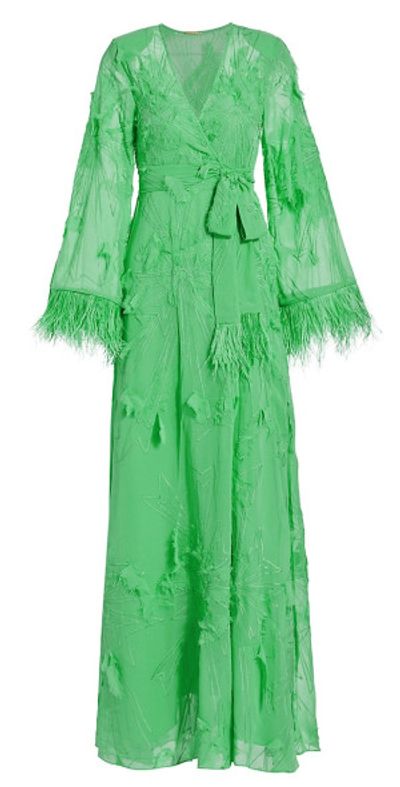 Alexis - Women's Kalin Feather-Trim Wrap Maxi Dress