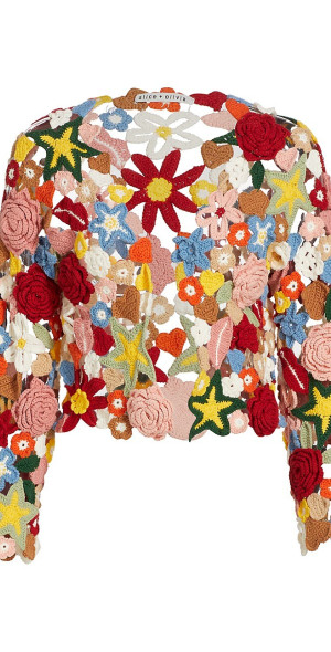 Alice + Olivia - Women's Fawn Collage Crochet Cardigan