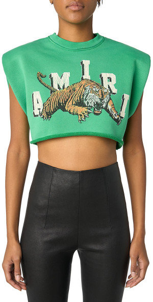 Tシャツ・カットソー Amiri Crop T-shirt AMIRI embroidered-logo Cropped T-shirt | Black | FARFETCH