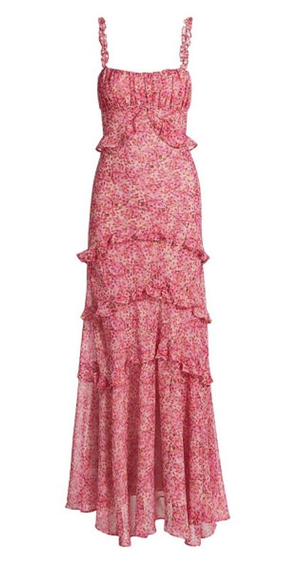 ASTR The Label - Women's Olina Floral Ruffle-Trim Maxi Dress