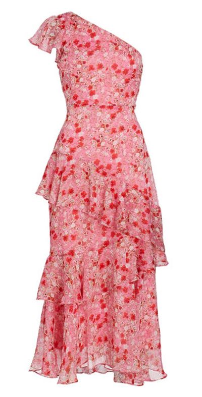 astr the label ruffle midi dress Asymmetrical Tiered Ruffle Midi Dress