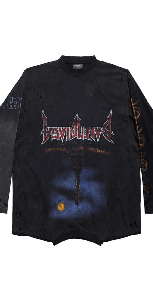 BALENCIAGA PARIS MOON UPSIDE DOWN シャツ Balenciaga Paris Moon Upside Down Long Sleeve T-Shirt