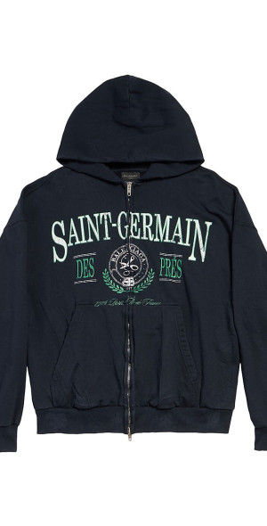 【BALENCIAGA】SAINT GERMAIN ジップアップ フーディー Balenciaga - Saint Germain Zip-Up Hoodie Regular Fit