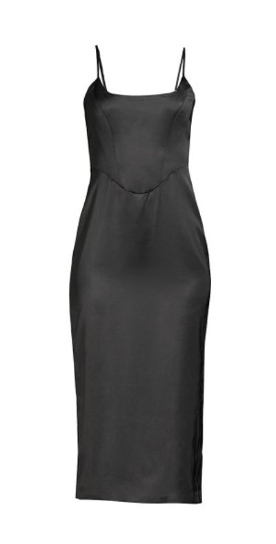 knee length dresses for ladies Law of Attraction Black Bardot Draped Split Maxi Dress – Club L London main image 1