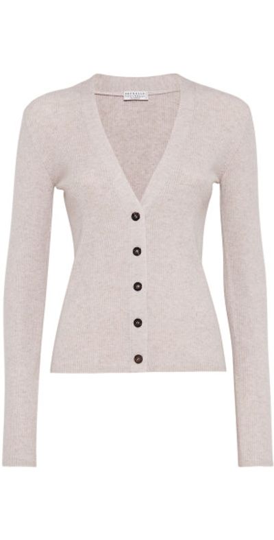 Brunello Cucinelli Women's Sparkling Cashmere Rib Knit Cardigan