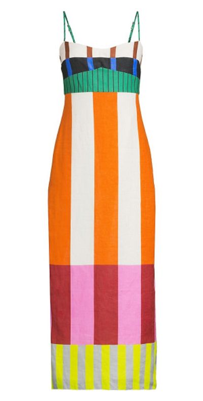 Cala de la Cruz - Women's Paloma Striped Linen Sleeveless Midi-Dress