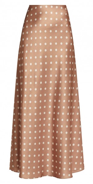 Tiana Polka Dot Satin Maxi Skirt