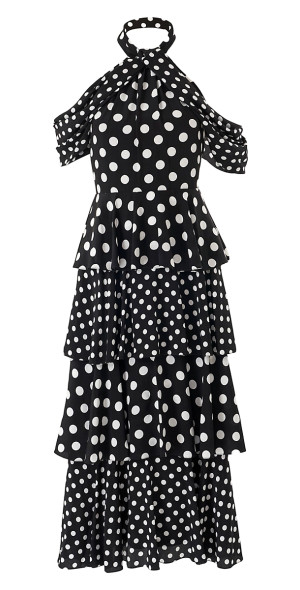Signature Lux Twill Polka Dot Print Halter Dress