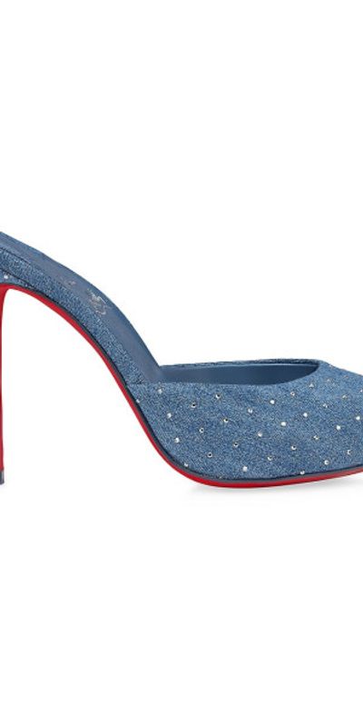 Christian Louboutin Women's Me Dolly Plum Strass 100 MM Denim