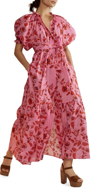 fitted lace wedding dress 1930s Floral Cotton Voile Maxi Dress main image 1