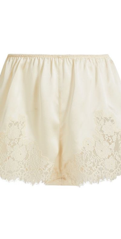 DÔEN Women's Iona Lace-Trimmed Silk Shorts