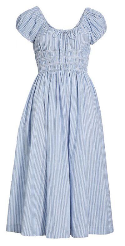 DEN - Women's Quinn Striped Cotton Scoopneck Midi-Dress
