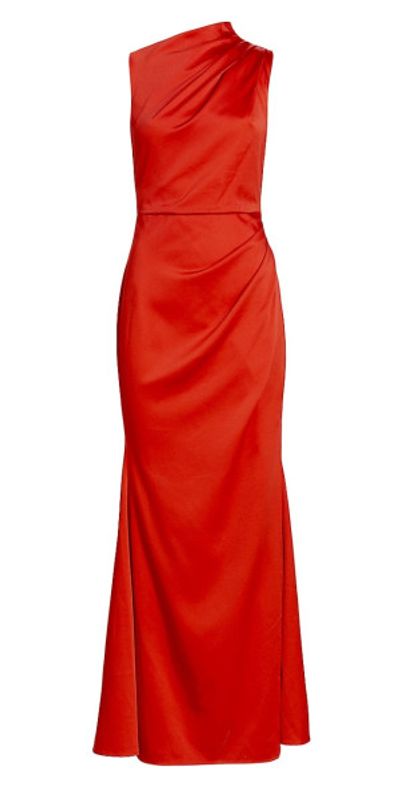 chinese dress ladies Myla Draped Shoulders Satin Maxi Dress - Khaki main image 0