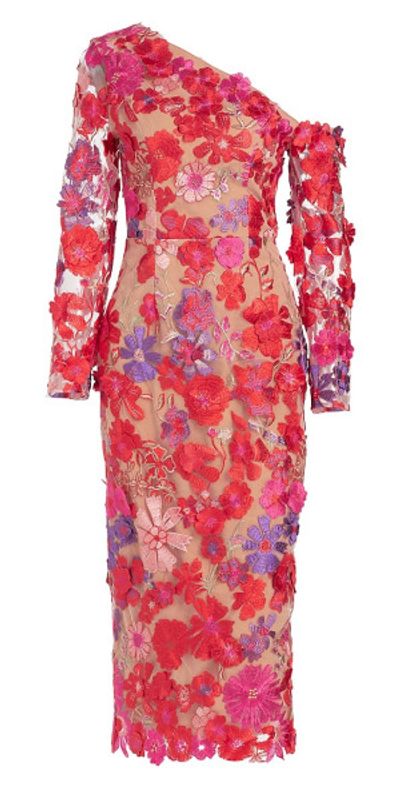 knee length dresses for ladies Bluebell Strapless 3D Midi Dress in Orange main image 1