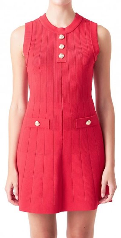 Endless Rose - Women's Shank Button Knit Mini Dress
