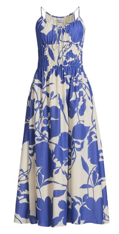 faithfull the brand blue floral dress ESCADA Teal Size US 8 Knee Length Dress