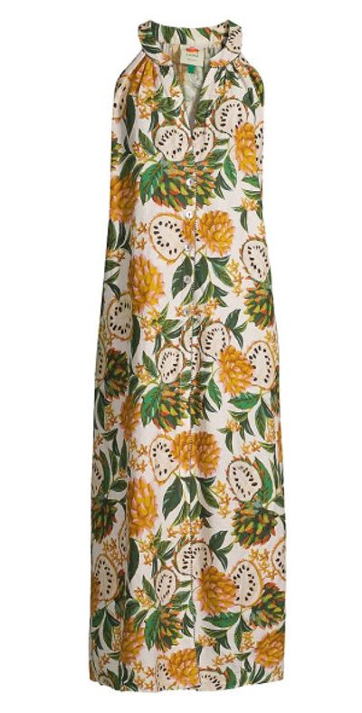 chinese dress ladies Pink Banana Leaves Sleeveless Maxi Dress – FARM Rio main image 1