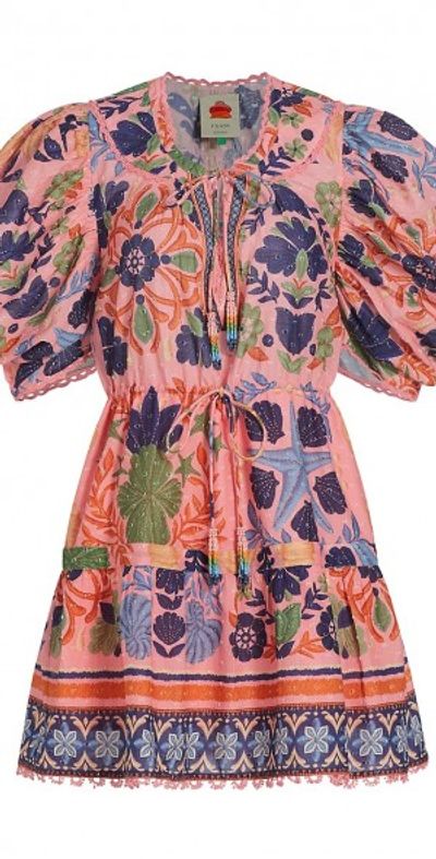 Farm Rio - Women's Seashell Tapestry Puff-Sleeve Minidress