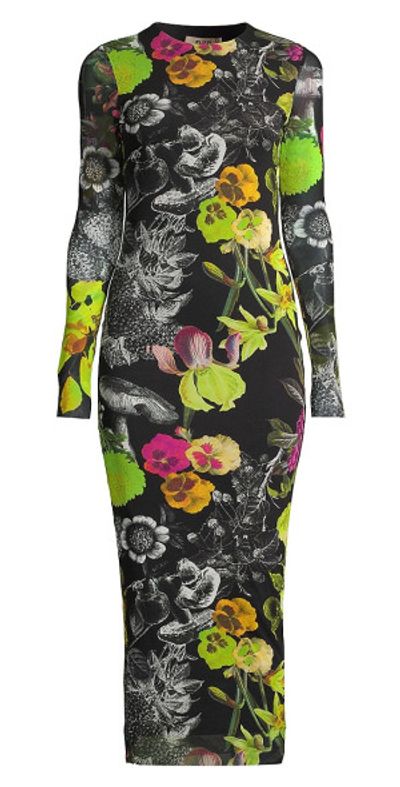 knee length dresses for ladies Fuzzi Woman Embroidered Mesh Midi Dress