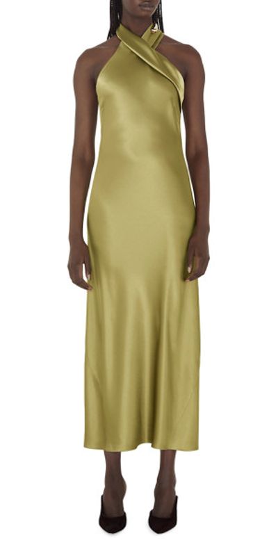 halter neck ruched maxi dress Aiglantine Halterneck Ruched Maxi Dress