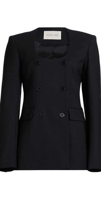 Heirlome Women's Anita U-Neck Stretch-Wool Double-Breasted Blazer