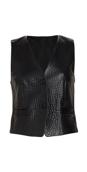 Helmut Lang - Women's Cut-Out Croc-Embossed Leather Vest