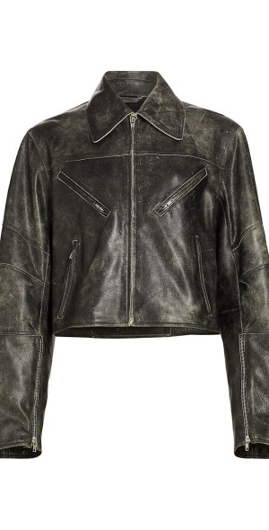 Helmut Lang - Women's Distressed Leather Biker Jacket