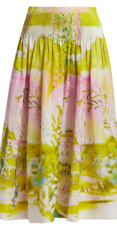 Hunter Bell Women's Fallon Abstract Linen-Blend Midi-Skirt