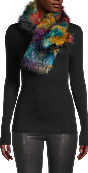 Miss Shorthair Short Faux Fur Tuck Through Scarf Black