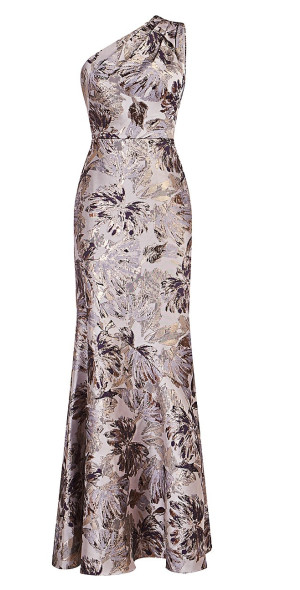 kay unger one shoulder gown