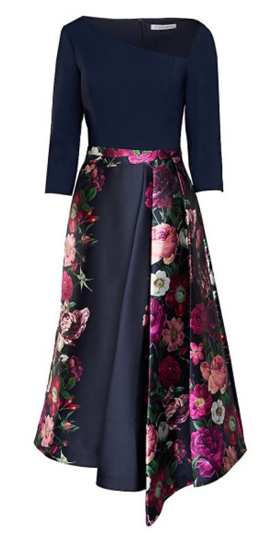 giovana midi dress Kay Unger Giovana Floral Mikado Midi-Dress