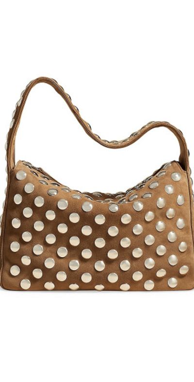 Khaite Women's Elena Studded Suede Shoulder Bag