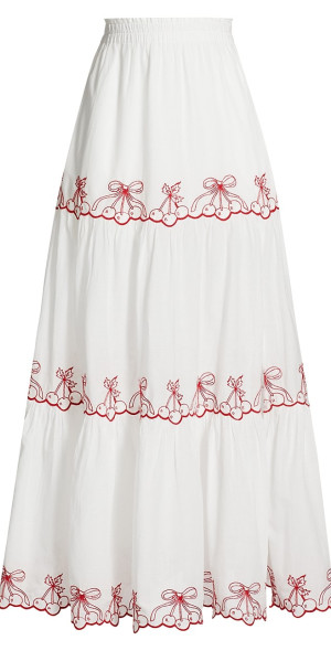 LoveShackFancy - Women's Jemila Cherry-Embroidered Maxi Skirt