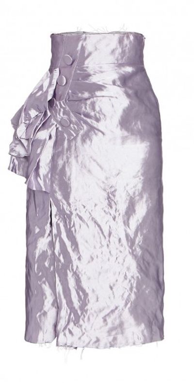 Maison Margiela Women's Wrinkled Satin Ruffle Midi-Skirt