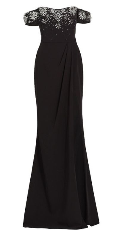 white christmas dresses Marchesa Notte Off-The-Shoulder Cocktail Dress