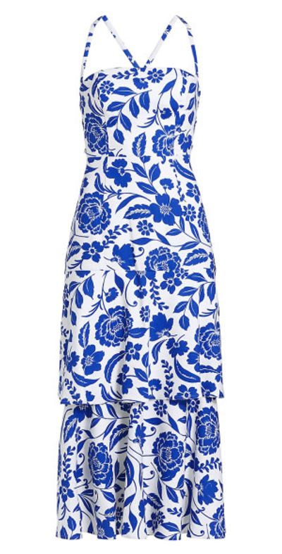 flowers of spain linen dress in blue & white milly Millie 2 Pcs Women's Linen Matching Set main image 0