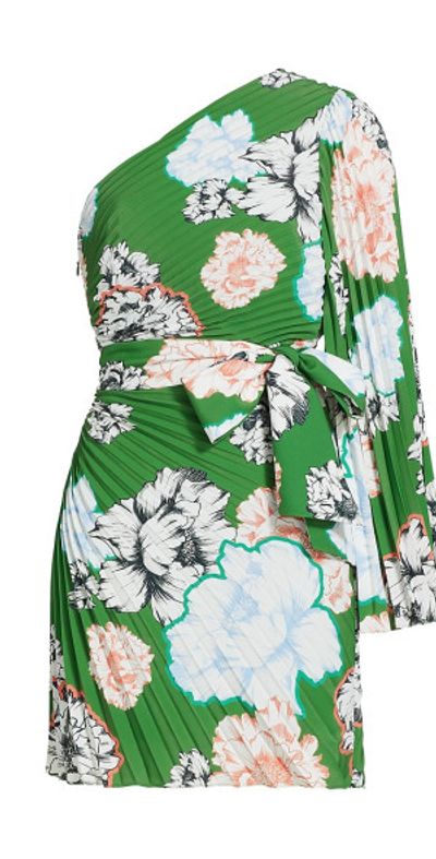 green emerald velvet dress Catarina Printed Poplin Dress in Green/White