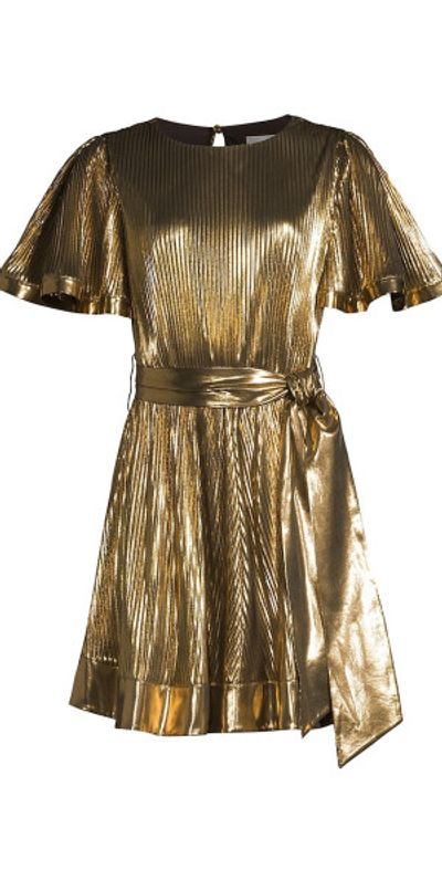 gold lame mini dress Embellished Bandeau A-Line Mini Dress in Gold - 2 main image 0