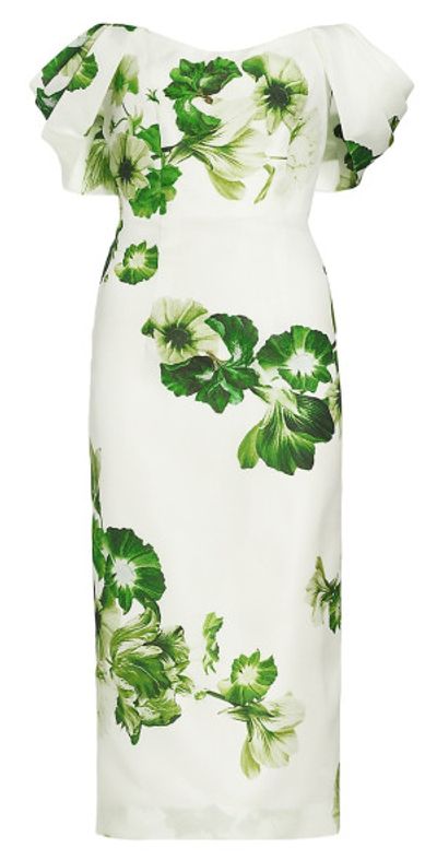 Monique Lhuillier - Women's Off-The-Shoulder Midi-Dress Monique Lhuillier - Women's Off-The-Shoulder Midi-Dress