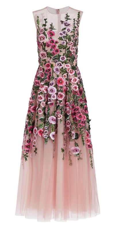 Oscar de la Renta - Women's Hollyhocks Threadwork Tulle Cocktail Dress
