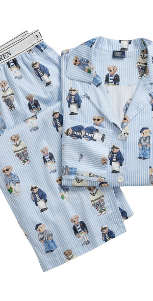 Polo Ralph Lauren - Women's Madison Teddy Bear Stripe Pajama Set