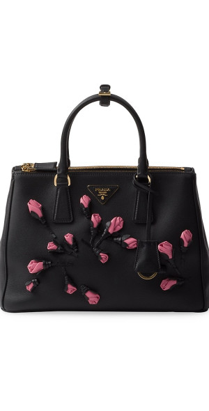 プラダ　フラワーバッグ　ガレリア Prada - Women's Large Galleria Leather Bag With Floral Appliqués