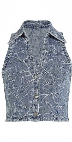 Ramy Brook - Women's Deacon Floral-Embroidered Denim Crop Top