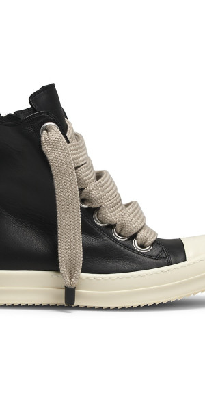 Rick Owens - Women's Jumbo Laced Pearl Leather High-Top Sneakers
