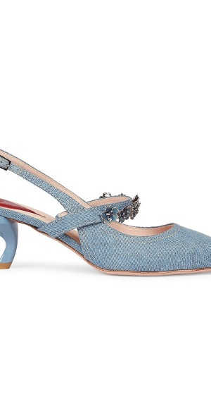 Virgule 55 Crystal Buckle Slingback Pumps