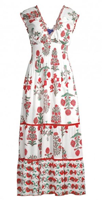 Ro's Garden - Women's Hilda Smocked Floral Cotton Midi-Dress