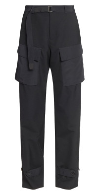 Sacai - Pinstripe Belted Wool Doeskin Crop Pants in Taupe at