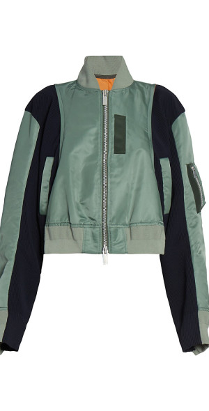 Sacai - Women's Nylon Twill & Knit Bomber Jacket