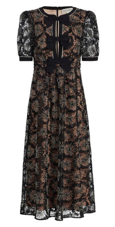 pearl midi dress with sleeves Amélie Pearl Lace Midi Dress M