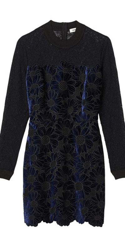 sandro daisy guipure midi dress Women Sandro Daisy Guipure Flared Horn Hem Slip Little Daisy Crochet Midi Dress